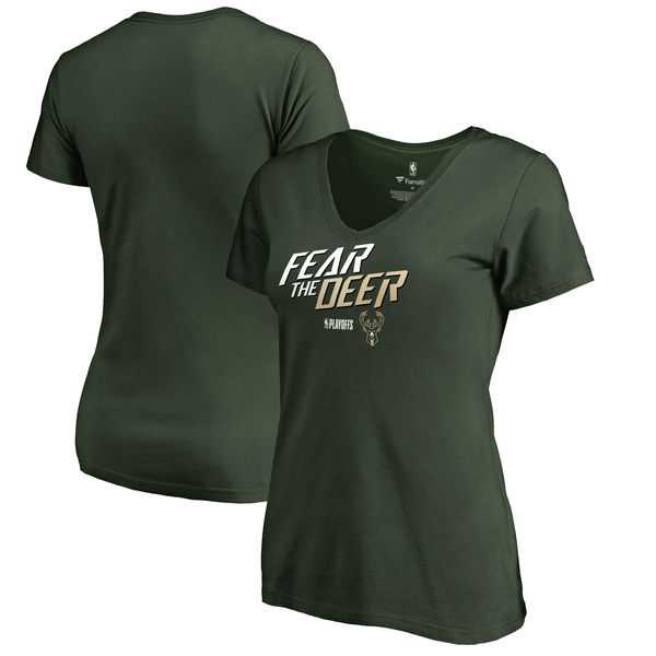 Women Milwaukee Bucks Fanatics Branded 2018 NBA Playoffs Slogan V Neck T-Shirt Green,We sell and wholesale Women Milwaukee Bucks Fanatics Branded 2018 NBA Playoffs Slogan V Neck T-Shirt Green on line form chian!